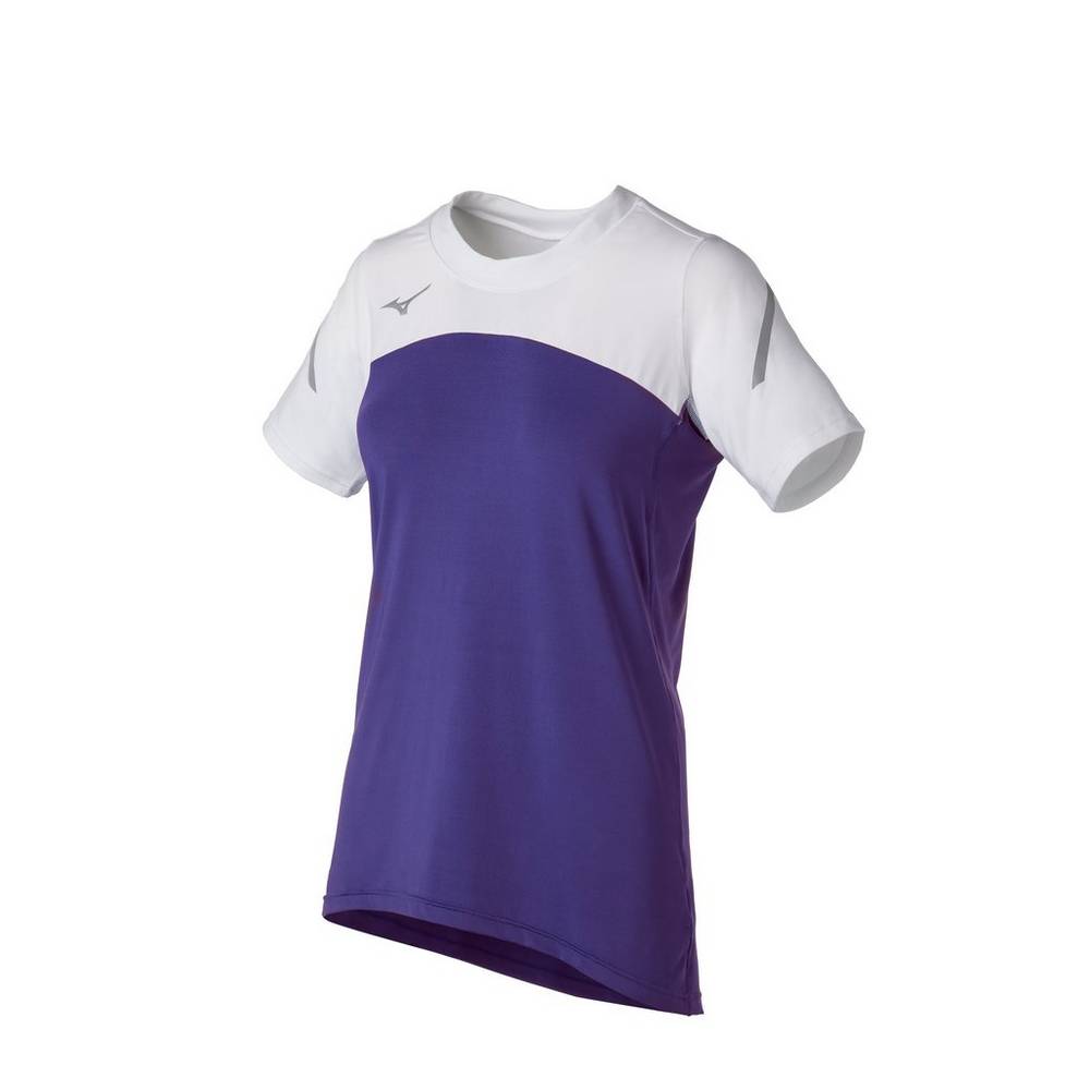 Womens Mizuno Techno VII Short Sleeve Jersey Purple/White Philippines (ZSMECV938)